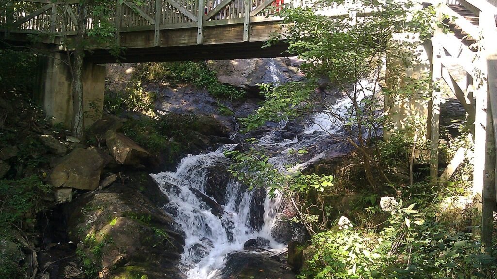Amicalola Falls State Park waterfall cascading through the Blue Ridge Mountains in North Georgia
