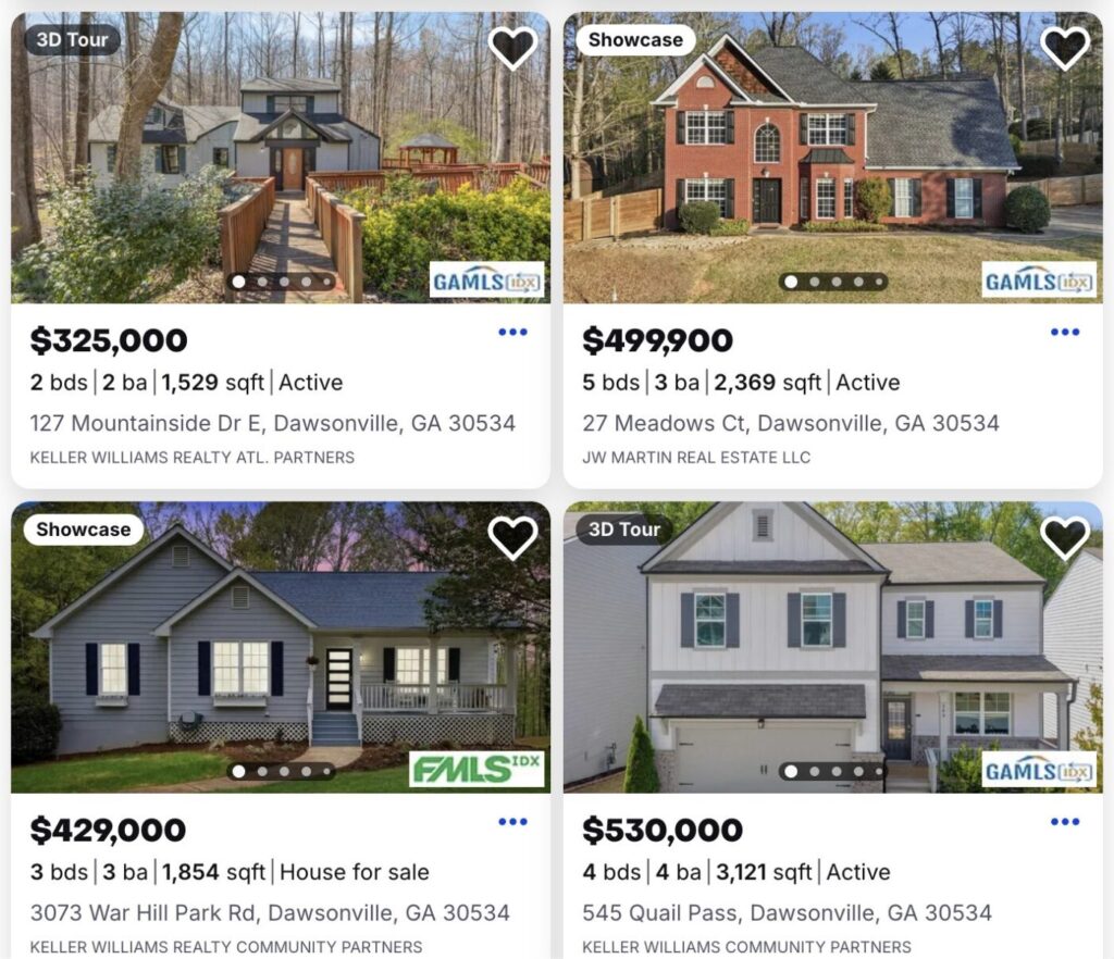 Homes currently listed in Dawsonville on Zillow