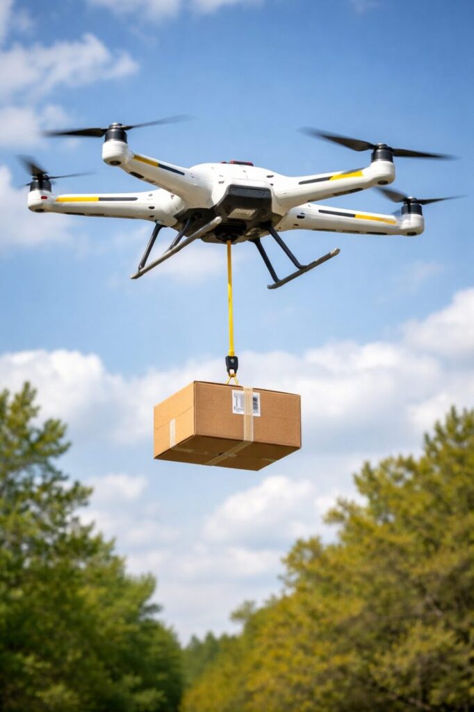 Drone carrying a package