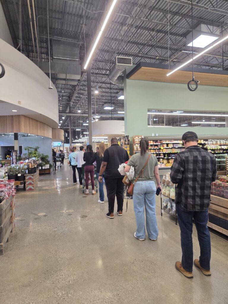 Waiting in line at the Amazon return desk at Whole Foods in Duluth.
