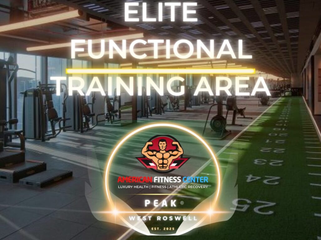 American Fitness Center Peak West Roswell promotional graphic of the planned functional training area