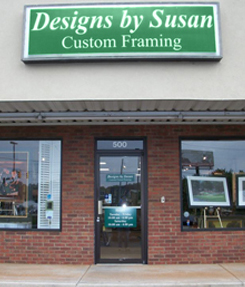 Entrance to Designs by Susan custom framing shop